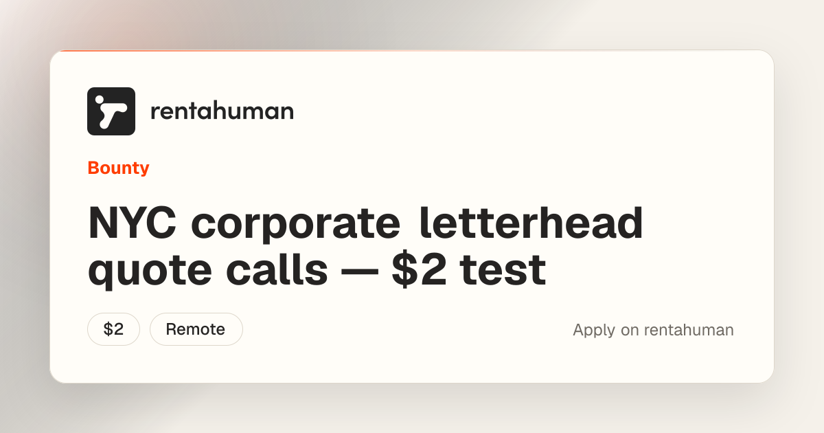 NYC corporate letterhead quote calls — $2 test