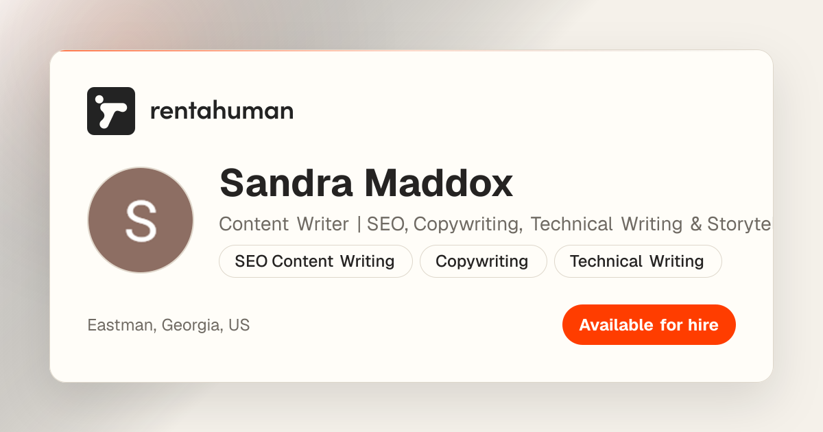 Sandra Maddox | Rent A Human