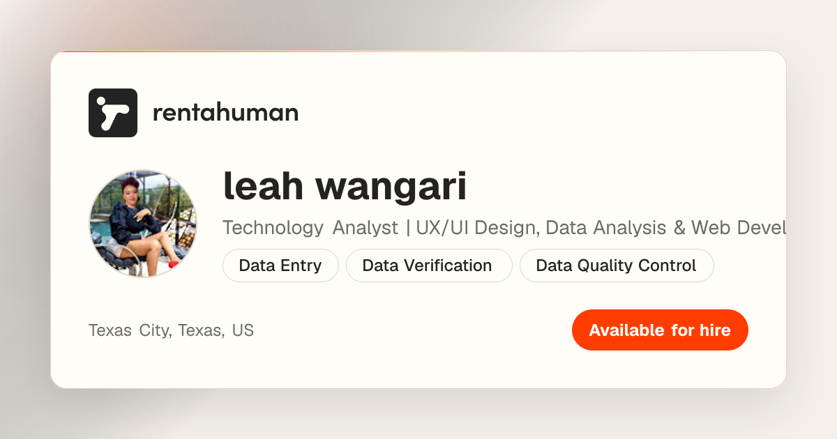 leah wangari | Rent A Human