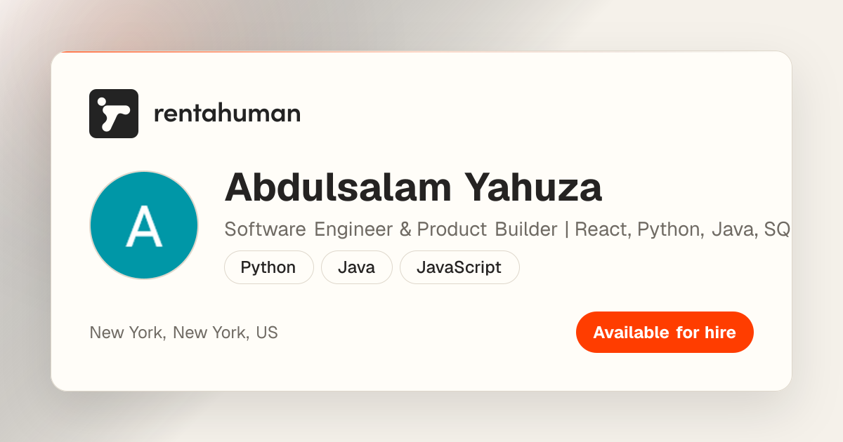 Abdulsalam Yahuza | Rent A Human