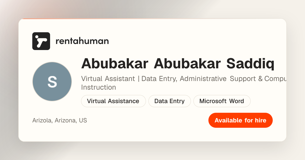 Abubakar Abubakar Saddiq | Rent A Human