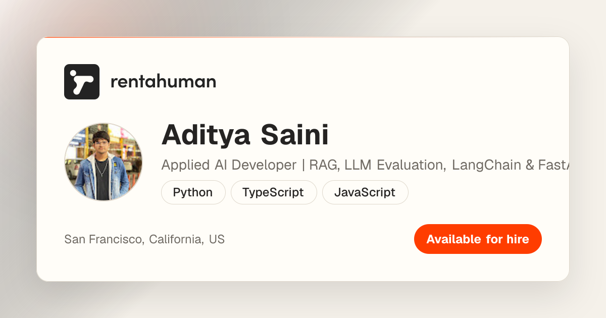 Aditya Saini | Rent A Human