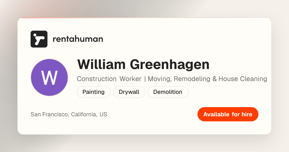 William Greenhagen | Rent A Human