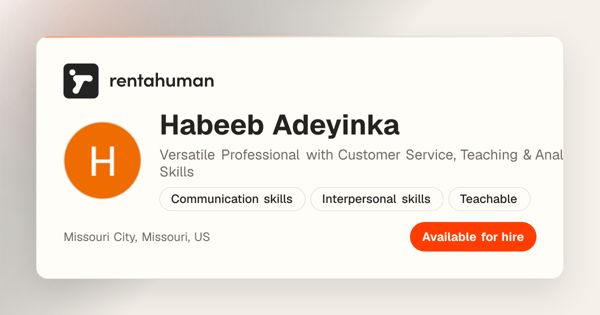 Habeeb Adeyinka | Rent A Human