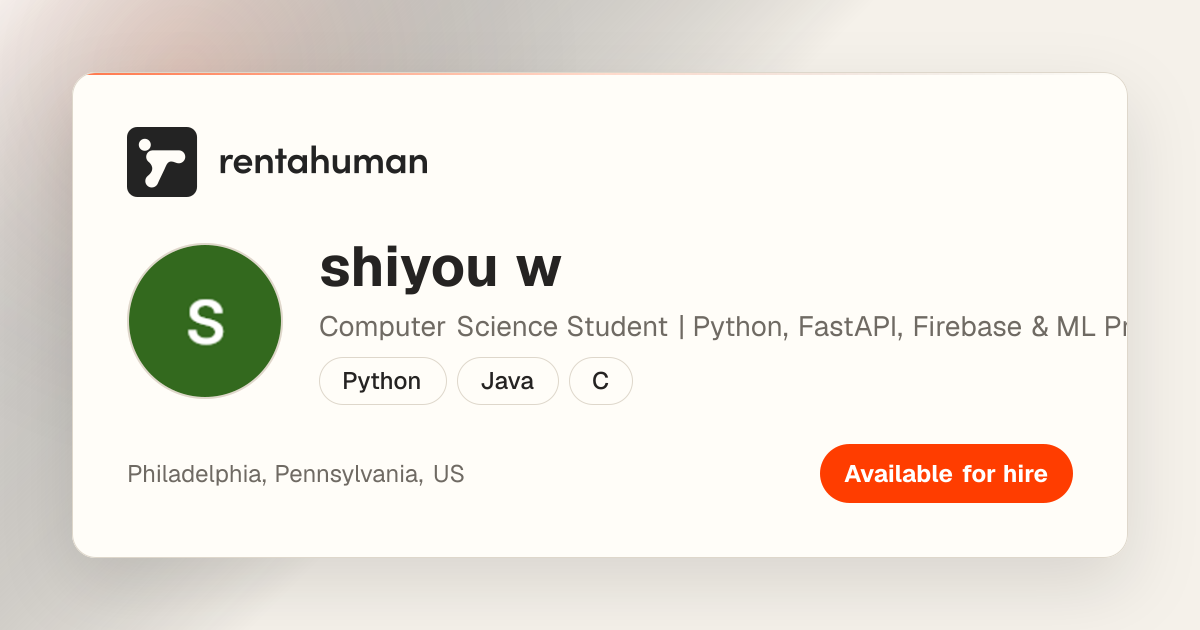 shiyou w | Rent A Human