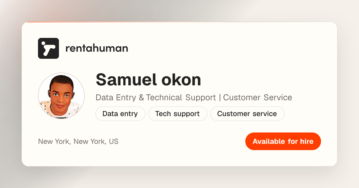 Samuel okon | Rent A Human