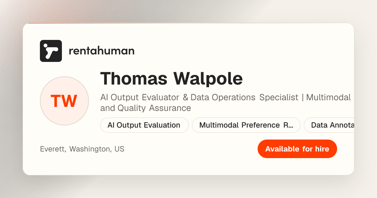 Thomas Walpole | Rent A Human