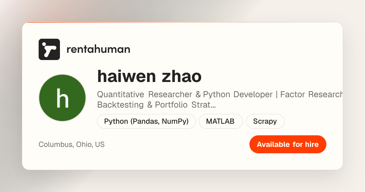 haiwen zhao | Rent A Human
